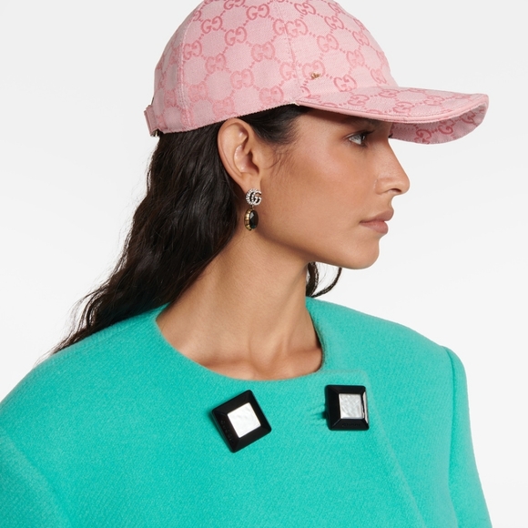 Gucci GG Supreme Monogram Canvas Cotton Baseball Cap, Pink Size Large - Picture 2 of 13